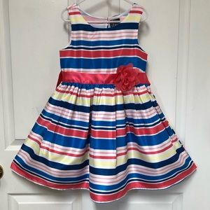 Pink & Violet Metallic Striped Formal Dress